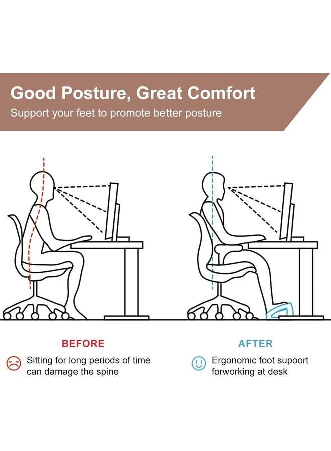 Foot Massager - Shiatsu Acupressure  Foot Rest Under Desk, Ergonomic 6 Heights Adjustable Office Foot Rest for Under Desk, Foot Rest Under Desk with Massage Surface at Work, Under Desk Footrest for Pressure Relief, Black - Image 2