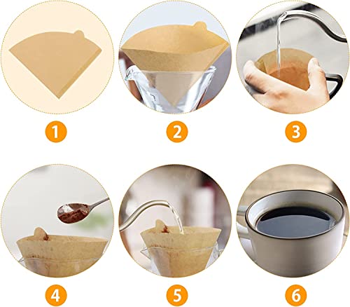 Dingkei Coffee Filter, Cone Coffee Filters 2, Pour Over Coffee Filter for v60 Coffee Dripper and Drip Coffee Maker, 1-4 Cup, 100 Count, Disposable Natural Unbleached Size 02 Coffee Filters - Image 3