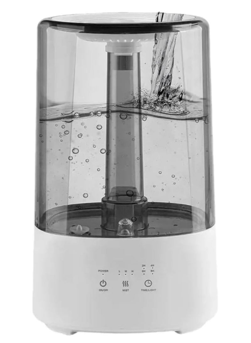 مرطب هواء، تعبئة علوية سعة 3.2 لتر، رذاذ بارد بالموجات فوق الصوتية، 3 مستويات للرذاذ، مؤقت 8 ساعات، إيقاف تلقائي عند نفاذ الماء، ضوء ليلي ملون لإعادة التدوير، مرطب للمنزل والمكتب - Image 1