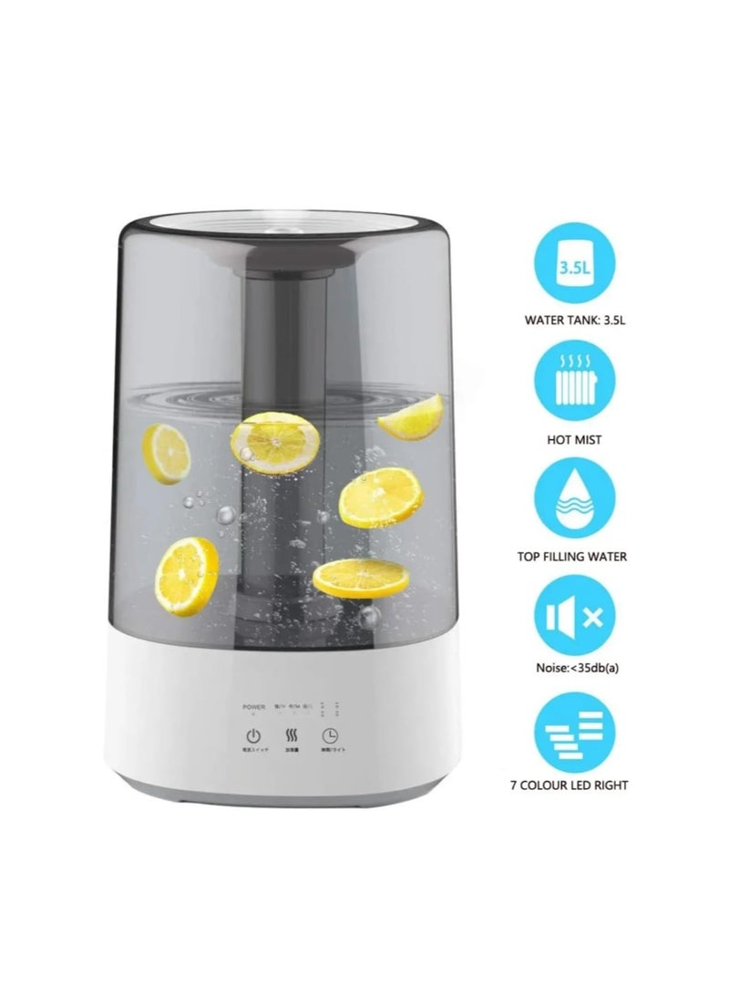 مرطب هواء، تعبئة علوية سعة 3.2 لتر، رذاذ بارد بالموجات فوق الصوتية، 3 مستويات للرذاذ، مؤقت 8 ساعات، إيقاف تلقائي عند نفاذ الماء، ضوء ليلي ملون لإعادة التدوير، مرطب للمنزل والمكتب - Image 2