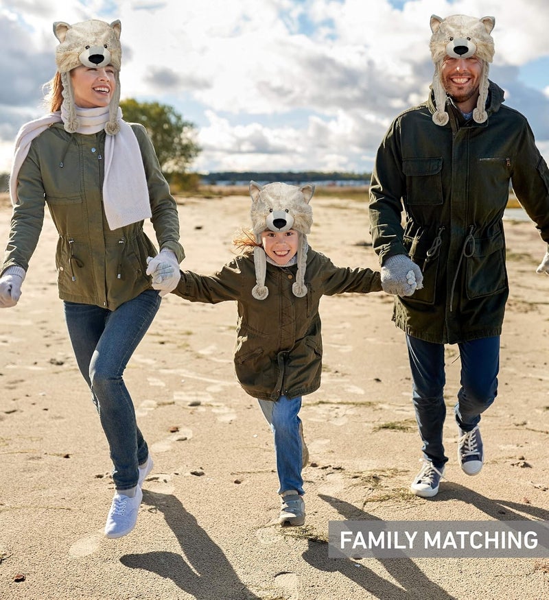 Puzzled Brown Moose Plush Hat - Super Soft Warm Hat With Ear Flaps, Cozy Fleece Winter Hat For Kids & Teens - One Size - Image 5