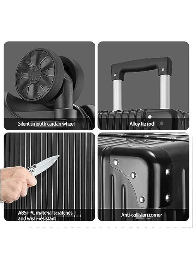 HOOKOR Luggage Set, 4-piece (14/20/24/28) Suitcases with Universal Wheels PC+ABS Durable Hardshell Luggage (Black) - Image 2