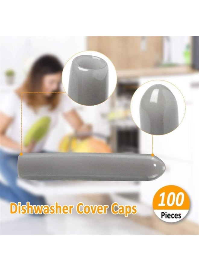 100PCS Dishwasher Rack Caps, Dishwasher Tip Cap, Prong Rack Tip Tine Repair End Covers Durable Flexible Wire Thread Protector, Gray  - Image 3