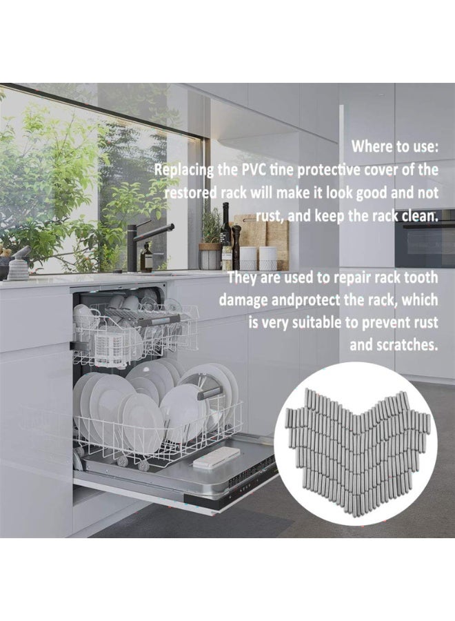 100PCS Dishwasher Rack Caps, Dishwasher Tip Cap, Prong Rack Tip Tine Repair End Covers Durable Flexible Wire Thread Protector, Gray  - Image 5