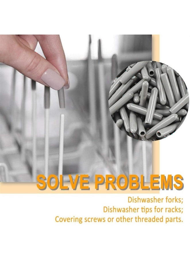 100PCS Dishwasher Rack Caps, Dishwasher Tip Cap, Prong Rack Tip Tine Repair End Covers Durable Flexible Wire Thread Protector, Gray  - Image 2