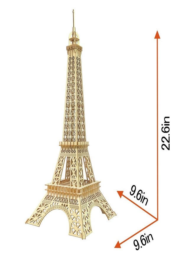 Bitopbi 3D Wooden Puzzles Laser Engraving DIY Safe Assembly Constructor Kit Toy for Teens and Adults, World Famous Buildings Mechanical 3-D Models for Self-Assembly (Eiffel Tower) - Image 2