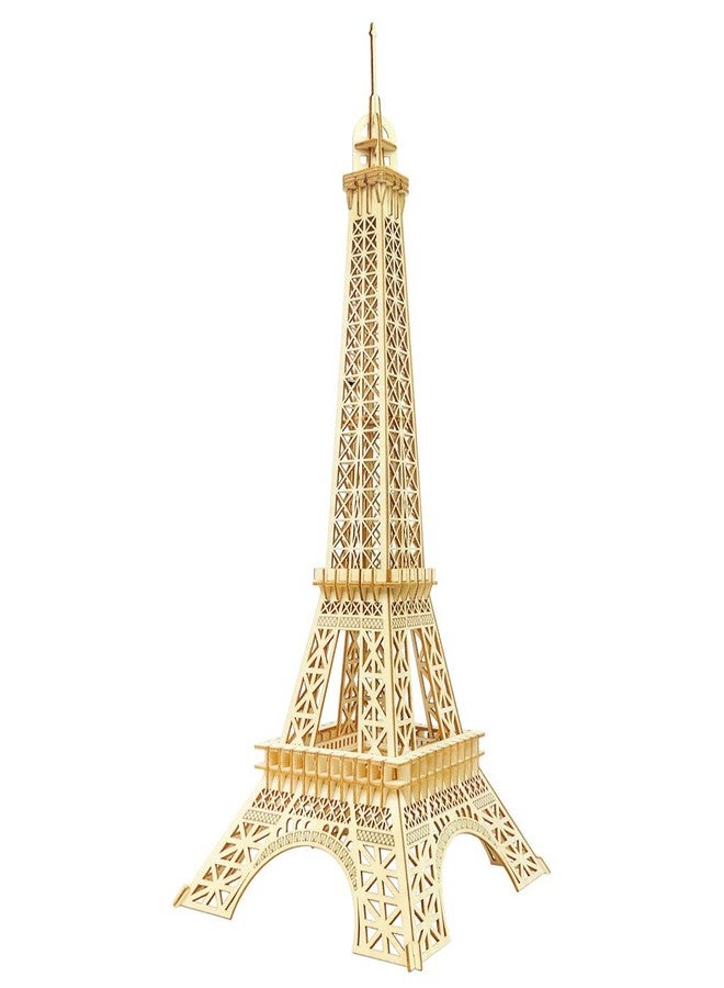 Bitopbi 3D Wooden Puzzles Laser Engraving DIY Safe Assembly Constructor Kit Toy for Teens and Adults, World Famous Buildings Mechanical 3-D Models for Self-Assembly (Eiffel Tower) - Image 1