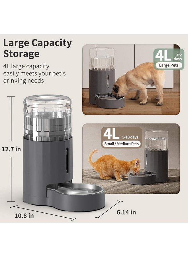 JUNSPOW Cat Water Dispenser and Stainless Steel Bowl, Automatic Gravity Water Dispenser for Cats or Small Medium Size Dogs, Large Capacity, Easy to Clean and Safe for Pets - Image 2