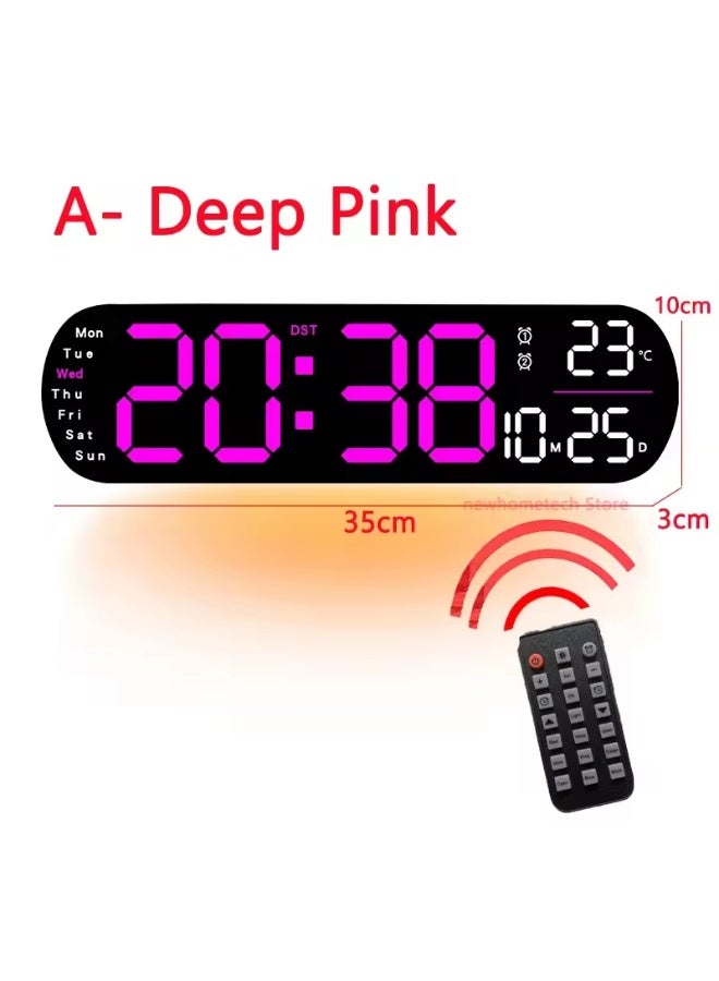 Multifunctional LED Digital Wall Clock with Remote Control, Date and Temperature Display - Image 1