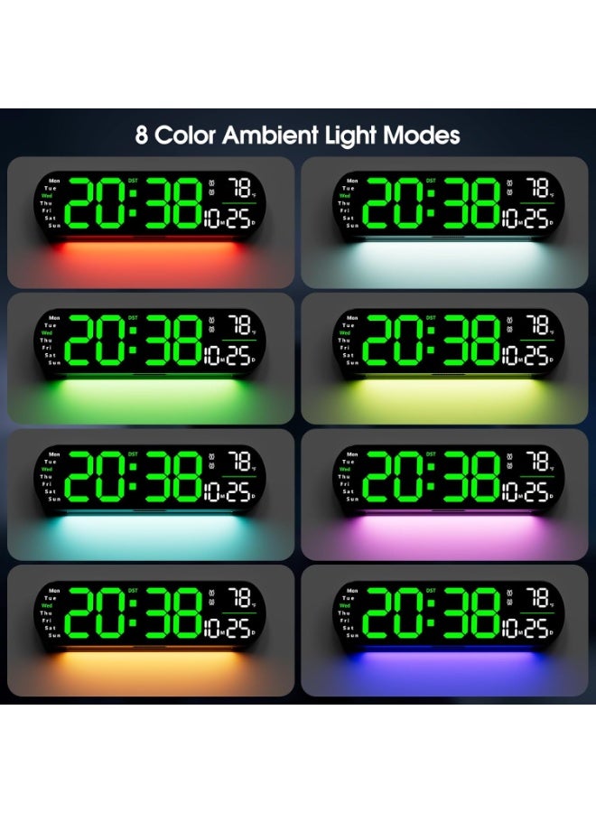 Multifunctional LED Digital Wall Clock with Remote Control, Date and Temperature Display - Image 3