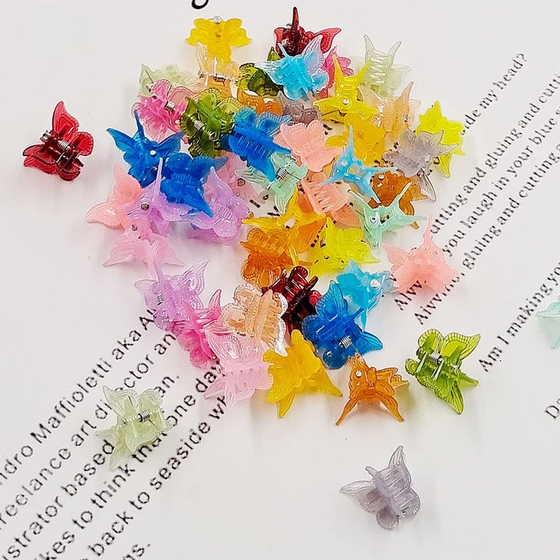 XIEHE 50 Packs Assorted Color Butterfly Hair Clips, Beautiful Mini Butterfly Hair Clips Hair Accessories for Women and Girls (Jelly Colors) - Image 3