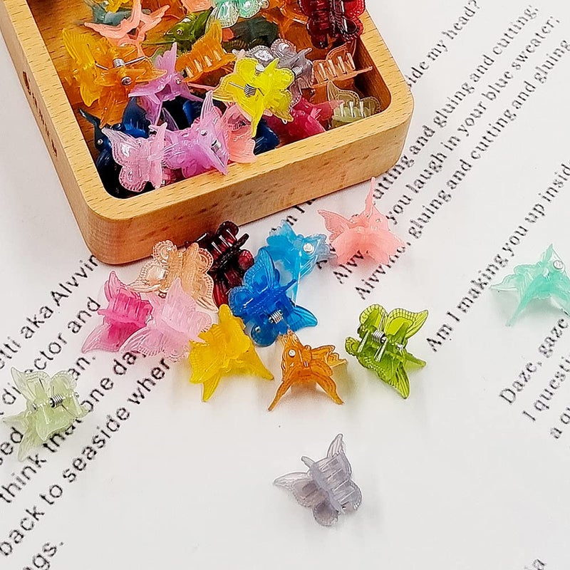 XIEHE 50 Packs Assorted Color Butterfly Hair Clips, Beautiful Mini Butterfly Hair Clips Hair Accessories for Women and Girls (Jelly Colors) - Image 4