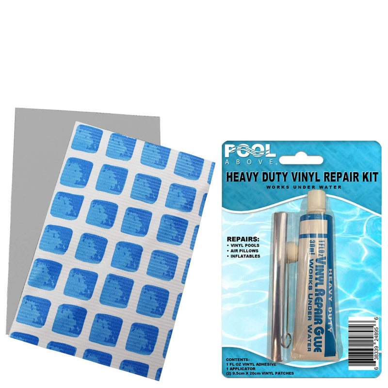 Pool Above Ultra Frame Pool Liner Repair Kit | Durable Vinyl Glue with Option of Glue-Down or Peel-and-Stick Blue Pool Print Patches for Reliable Repairs Peel and Stick Blue - Image 2