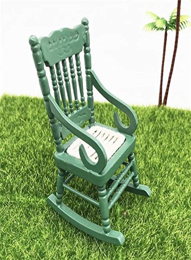 EatingBiting 1:12 Small Miniature Furniture Vintage Retro Wood Rocking Chair Landscape Tiny Furniture Model for Mini House Toy Home Decoration Christmas Scene Shooting Craft Displays - Image 4