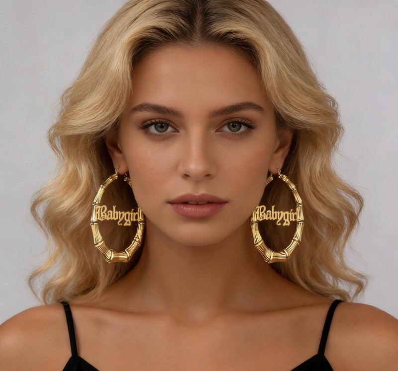 WLL Big Bamboo Hoop Earrings for Women 80s 90s Outfits for Women Hip-Pop Style Party Jewelry Gifts(B:90mm Gold-Tone Large) - Image 4