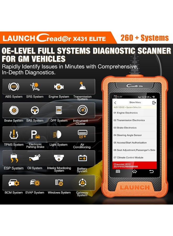 Launch 2025 جهاز فحص OBDII Creader Elite من LAUNCH للمركبات GM - Image 2