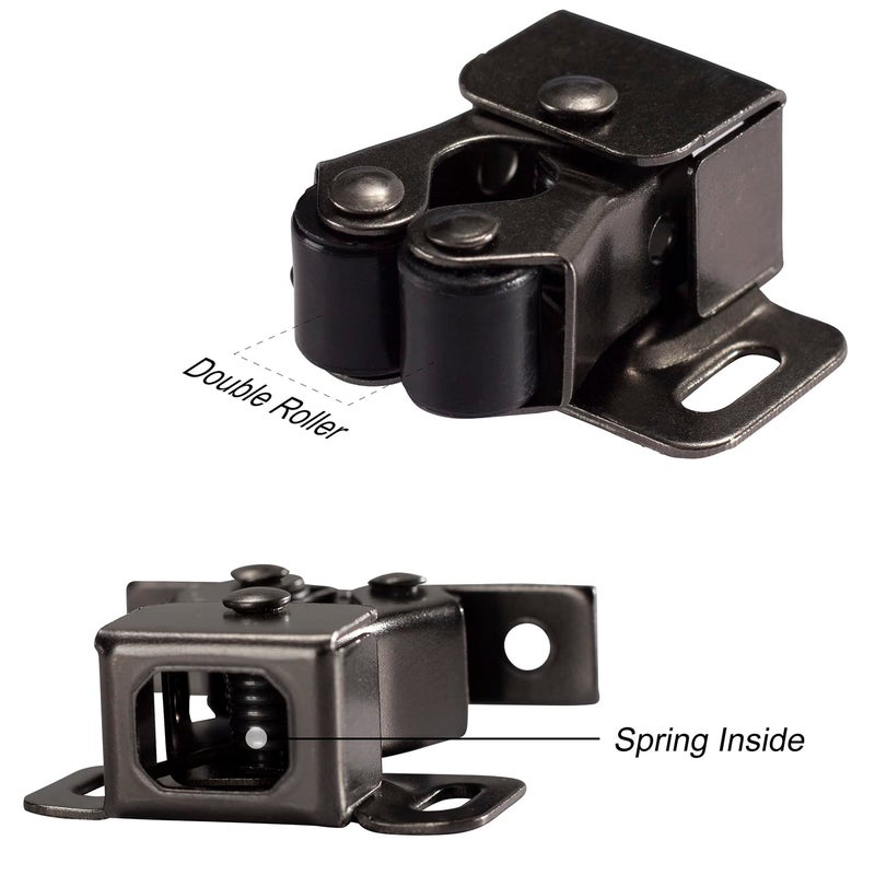 Keenkee 8 Pcs Cabinet Latch Double Roller Catch Hardware For Cupboard Closet Cabinet Door Latches And Catches Black Nickel - Image 5
