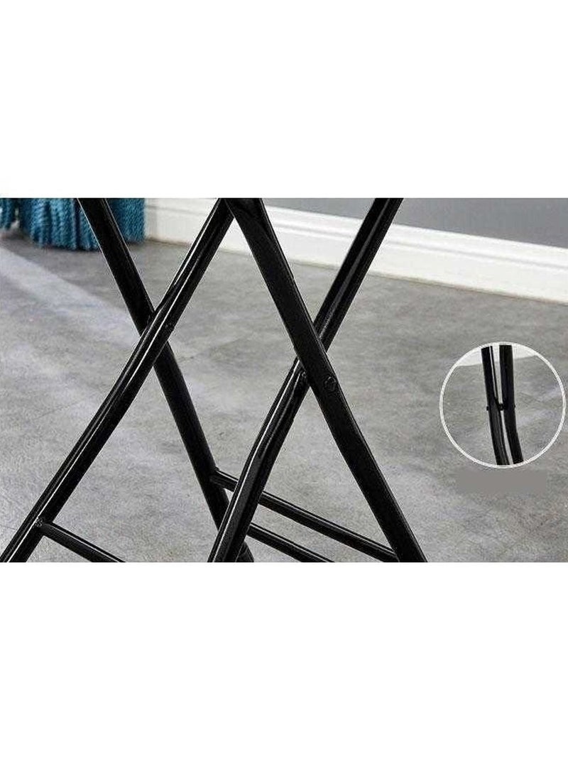MARGOUN - Folding Stool Round Portable Folding Stool Wood Seat Light - Image 1