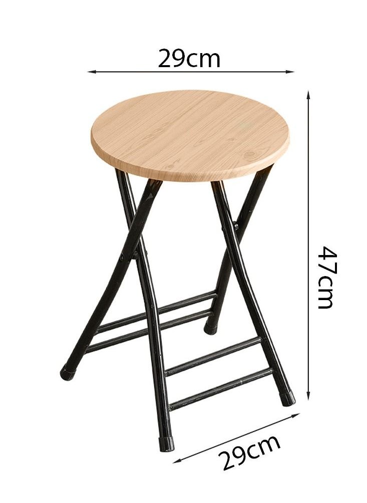 MARGOUN - Folding Stool Round Portable Folding Stool Wood Seat Light - Image 1