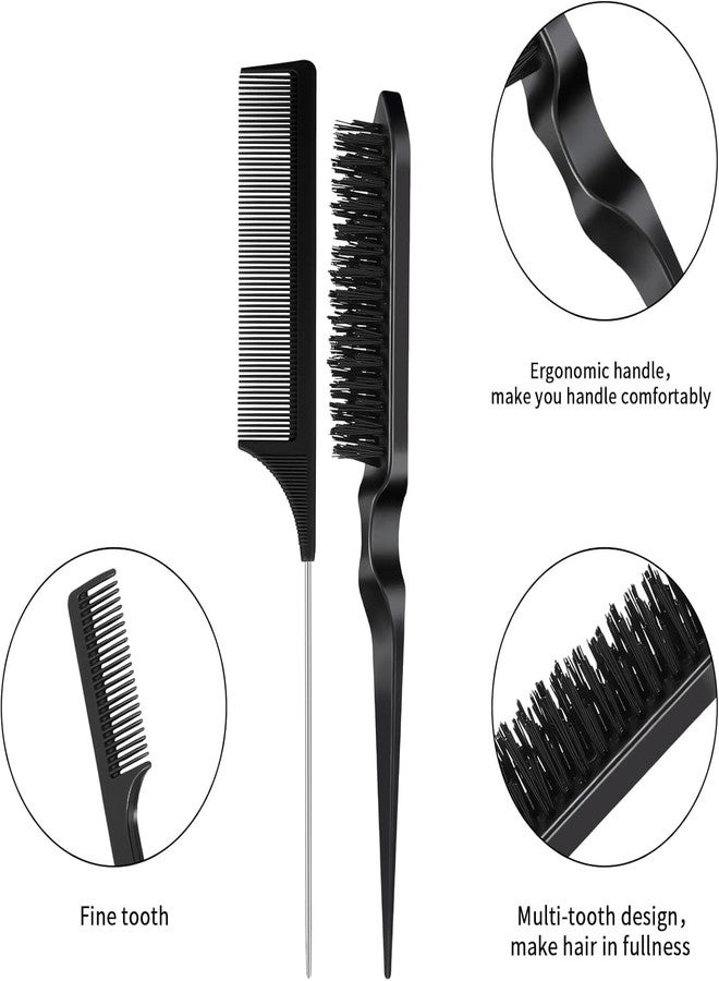 Aternal Hair Brush Set Teasing Brush Set, Plastic Bristle Hair Brush Teasing Comb Edge Hair Brush Grooming Combs Sturdy Rat Tail Comb for Women Hair Salon Hair Brushes for All Hair Types - Image 3