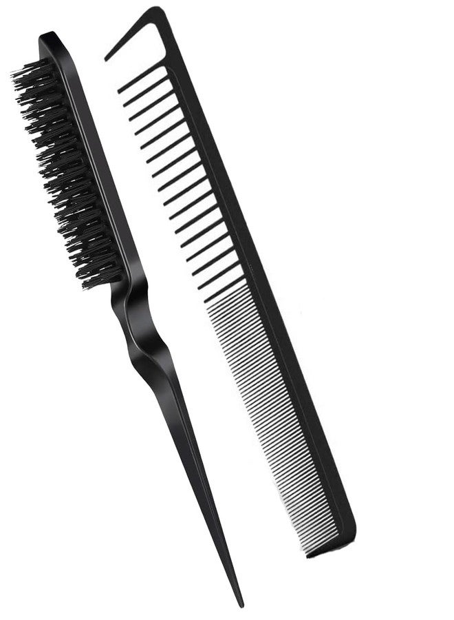 Aternal Hair Brush Set Teasing Brush Set, Plastic Bristle Hair Brush Teasing Comb Edge Hair Brush Grooming Combs Sturdy Rat Tail Comb for Women Hair Salon Hair Brushes for All Hair Types - Image 1