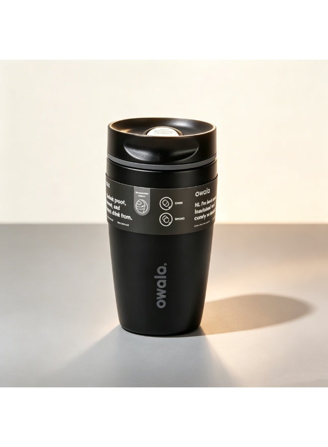 جيرينك كوب قهوة «أوالا» 12 أونصة من الفولاذ المقاوم للصدأ مع غطاء «SmoothSip Slider» المعزول حرارياً، كوب قهوة مثلجة قابل لإعادة الاستخدام، كوب سفر للقهوة الساخنة، خالٍ من مادة BPA- - Image 1