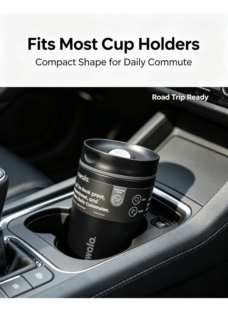 جيرينك كوب قهوة «أوالا» 12 أونصة من الفولاذ المقاوم للصدأ مع غطاء «SmoothSip Slider» المعزول حرارياً، كوب قهوة مثلجة قابل لإعادة الاستخدام، كوب سفر للقهوة الساخنة، خالٍ من مادة BPA- - Image 3