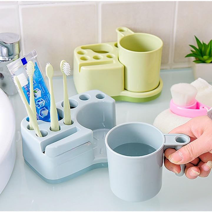 GNOLY Bathroom Organizer with Toothbrush and Toothpaste Holder, Small Mirror, and Cup Storage Section - Bathroom Storage Rack with Dedicated Toothbrush Holder - Image 3