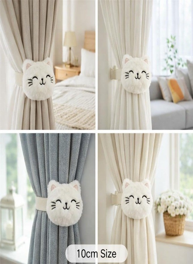 JAZLOG Cute Cat Curtain Tieback Soft Plush | Decorative Cartoon Curtain Holder 10 cm | Elastic Tie Back for Kids Bedroom, Nursery & Living Room | Set of 2 - Image 5