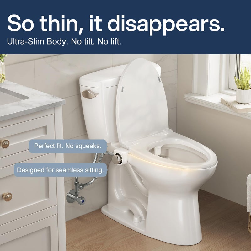 DIHAF Toilet Bidet with Dual Nozzle Spray,No Electric Bidet Attachment for Toilet with Adjustable Water Pressure,Easy Install Toilet Seat Bidet with Feminine Wash and Rear Wash,Suit for Tight Space - Image 4