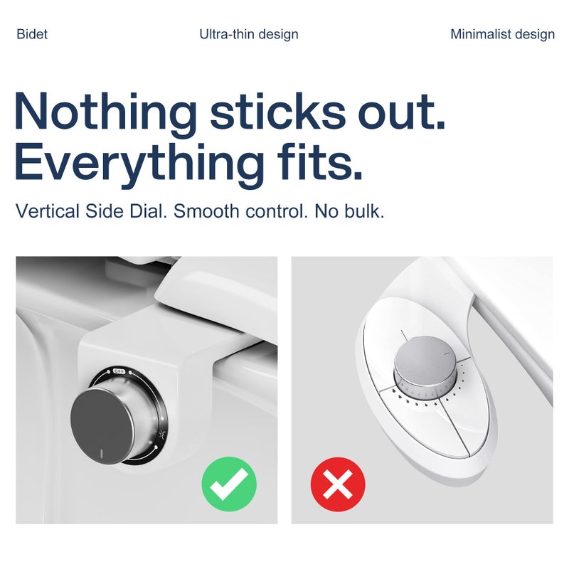 DIHAF Toilet Bidet with Dual Nozzle Spray,No Electric Bidet Attachment for Toilet with Adjustable Water Pressure,Easy Install Toilet Seat Bidet with Feminine Wash and Rear Wash,Suit for Tight Space - Image 3