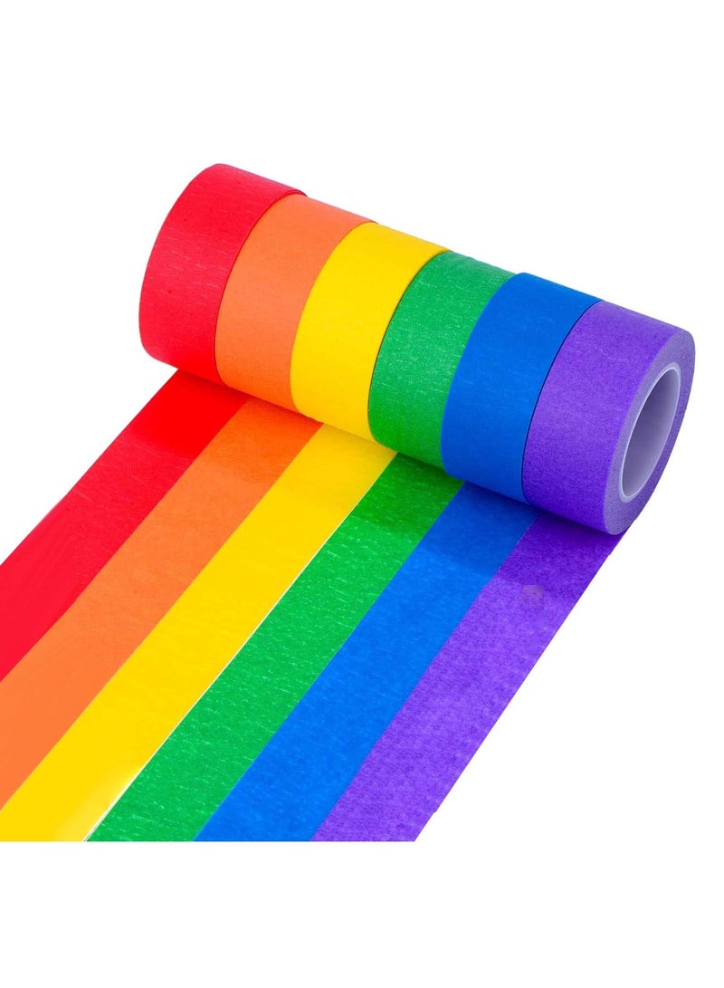 Zikra 6 Roll Colored Masking Tape Craft Rainbow Colors Painting Painters Labeling Paper for Arts Crafts Bullet Journals Party Decorations DIY 12m*2.4cm - Image 1