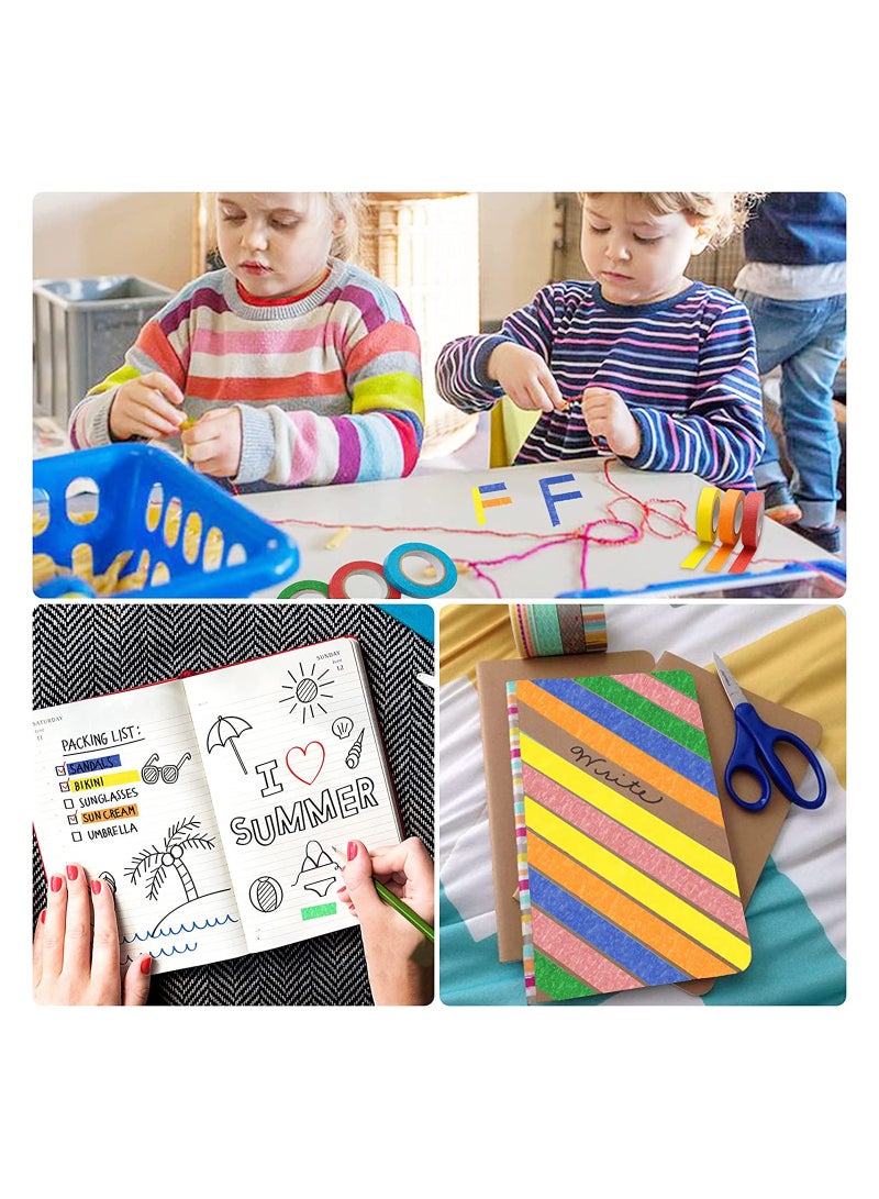 Zikra 6 Roll Colored Masking Tape Craft Rainbow Colors Painting Painters Labeling Paper for Arts Crafts Bullet Journals Party Decorations DIY 12m*2.4cm - Image 2