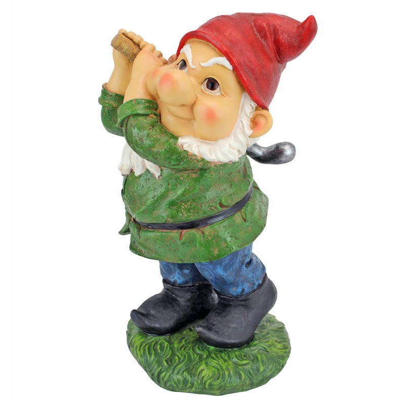 Design Toscano Bigey Burt Funny Golfing Garden Gnome Statue, 12 inch, Polyresin, Full Color - Image 1