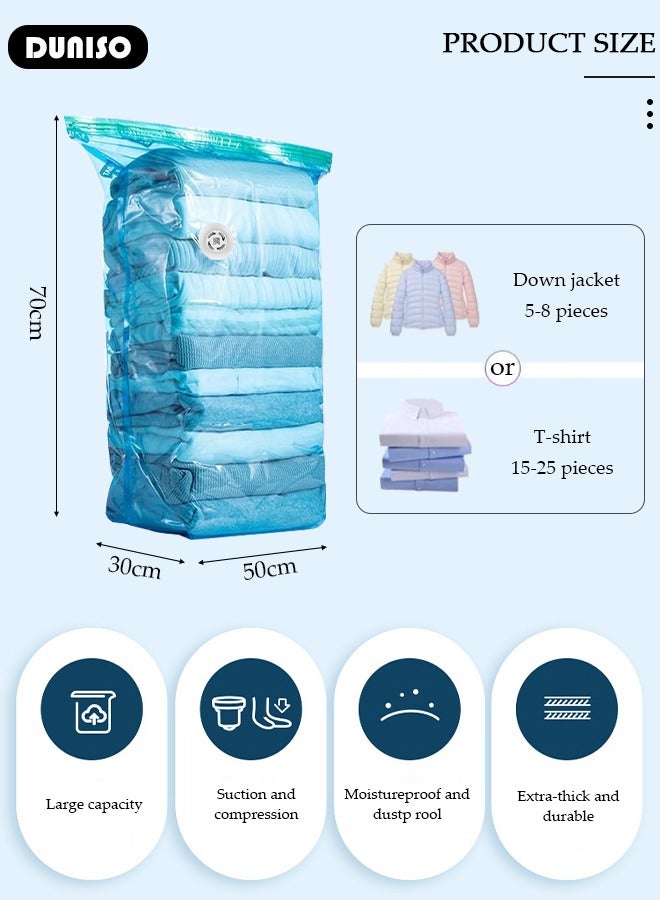 DUNISO Vacuum Storage Bags-5 Compression Bags No Pump or Pump Needed Reusable Compression Bags 50*70*30cm extra Large Space Saver Home Packing Organizers for Packing, Clothes, Comforters, Blankets  - Image 4
