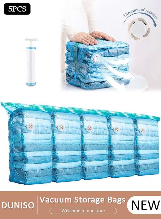 DUNISO Vacuum Storage Bags-5 Compression Bags No Pump or Pump Needed Reusable Compression Bags 50*70*30cm extra Large Space Saver Home Packing Organizers for Packing, Clothes, Comforters, Blankets - Image 1