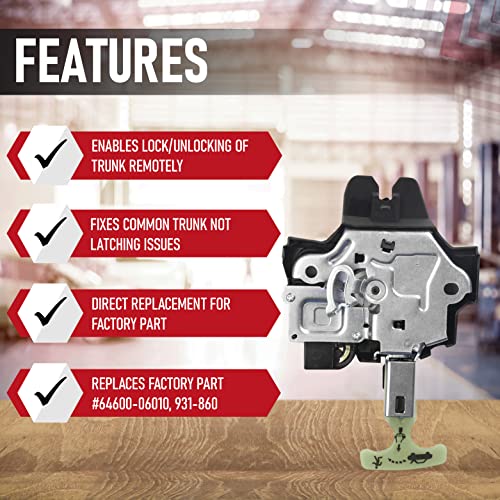 AA Ignition محرك قفل باب صندوق البديل - يحل محل 931-860، 64600-33120، 64600-06010 - متوافق مع تويوتا كامري 2007، 2008، 2009، 2010، 2011 مع قفل صندوق دخول بدون مفتاح - موديلات 07-11 - Image 2