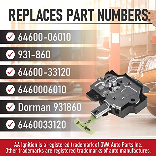 AA Ignition محرك قفل باب صندوق البديل - يحل محل 931-860، 64600-33120، 64600-06010 - متوافق مع تويوتا كامري 2007، 2008، 2009، 2010، 2011 مع قفل صندوق دخول بدون مفتاح - موديلات 07-11 - Image 3