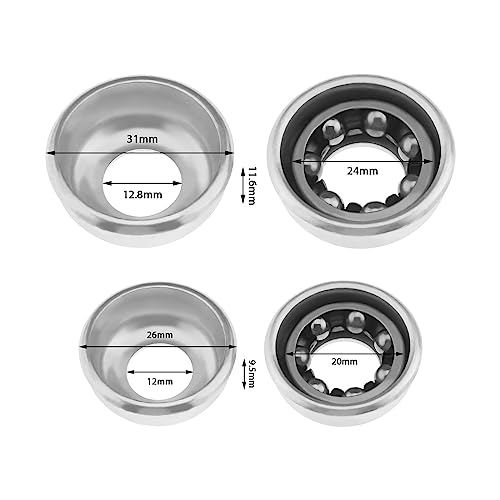 SING F LTD 2PCS Front Axle Cups for 5/16 Front Hub & 2PCS Rear Axle Cups for 3/8 Rear Hub Mountain Bike Bicycle Accessories with 2 Front & 2 Rear Hub Bearings - Image 4