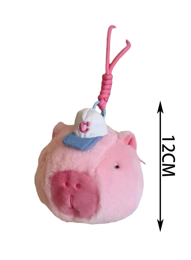 12cm Sports Capybara Coin Purse Pink Keychain Plush Doll Backpack Accessories Bag Pendant Cartoon Bag Accessories Doll Gift  - Image 2