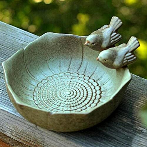 JARPSIRY 5.9" Ceramic Birdbath Bowl Wild Bird Feeder Food Holder Container Bird Feeding Tray for Outside Bee Water Bath Outdoor Garden Courtyard Decoration - Image 3