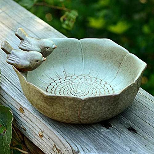 JARPSIRY 5.9" Ceramic Birdbath Bowl Wild Bird Feeder Food Holder Container Bird Feeding Tray for Outside Bee Water Bath Outdoor Garden Courtyard Decoration - Image 4