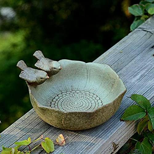 JARPSIRY 5.9" Ceramic Birdbath Bowl Wild Bird Feeder Food Holder Container Bird Feeding Tray for Outside Bee Water Bath Outdoor Garden Courtyard Decoration - Image 5
