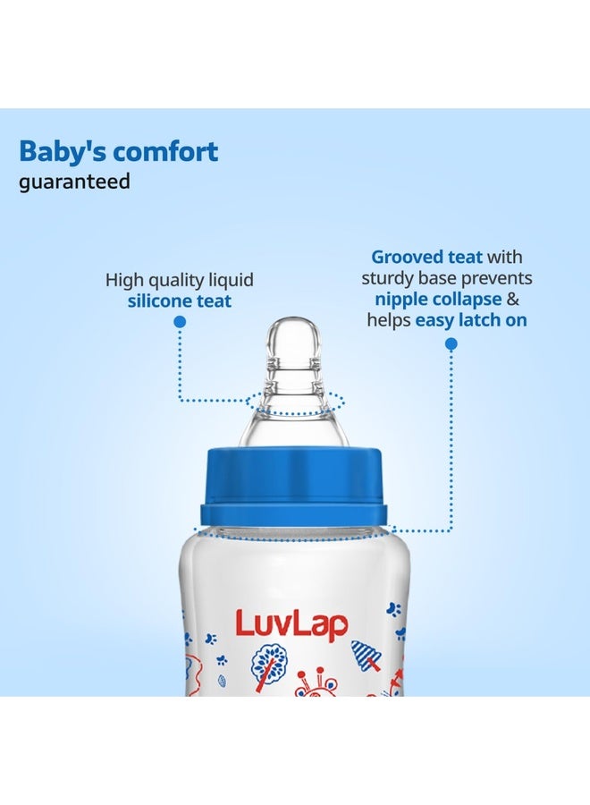 Luvlap Baby Essential Slim Neck Feeding Bottle, 250ml, Jungle Tales, with anti Colic Nipple, New Born / Infants / Toddler upto 3 years, BPA Free, , Blue - Image 3