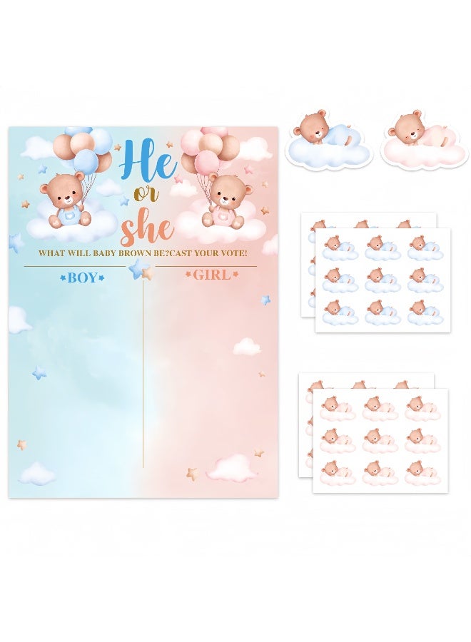 Balloon World Baby Gender Reveal Board with Stickers, Pink & Blue Guess He Or She Game, 36 Pink Blue Boy Girl Voting Stickers, Cast Your Vote Game for Guests, For Baby Shower Party - Image 1