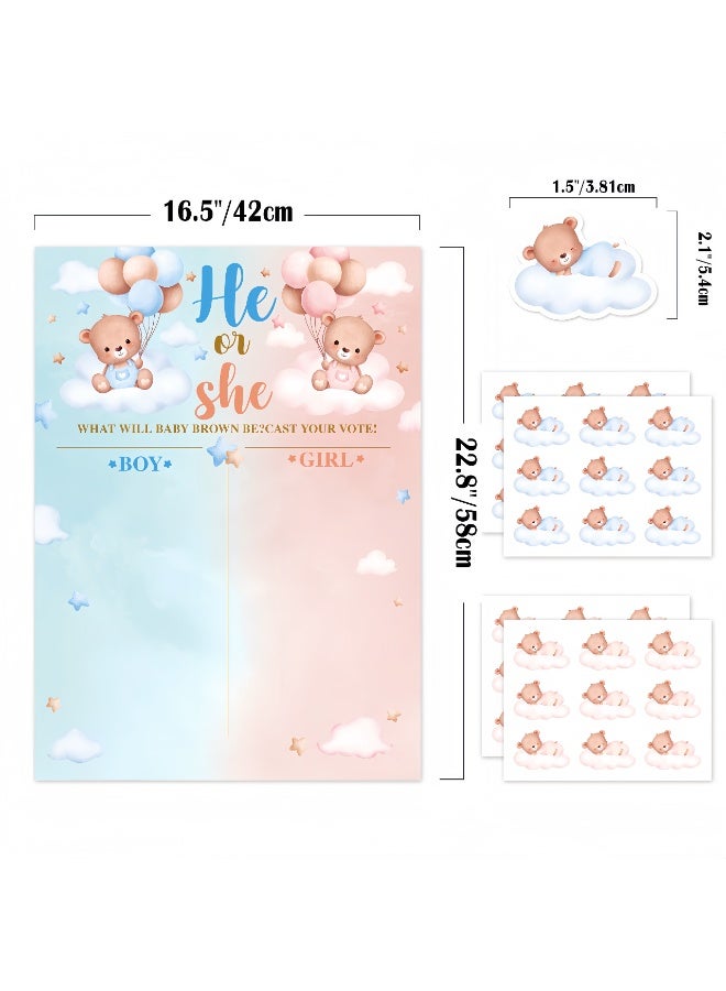 Balloon World Baby Gender Reveal Board with Stickers, Pink & Blue Guess He Or She Game, 36 Pink Blue Boy Girl Voting Stickers, Cast Your Vote Game for Guests, For Baby Shower Party - Image 3