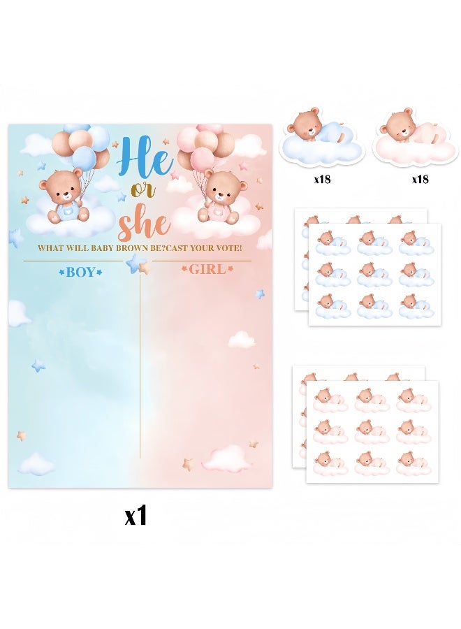 Balloon World Baby Gender Reveal Board with Stickers, Pink & Blue Guess He Or She Game, 36 Pink Blue Boy Girl Voting Stickers, Cast Your Vote Game for Guests, For Baby Shower Party - Image 4
