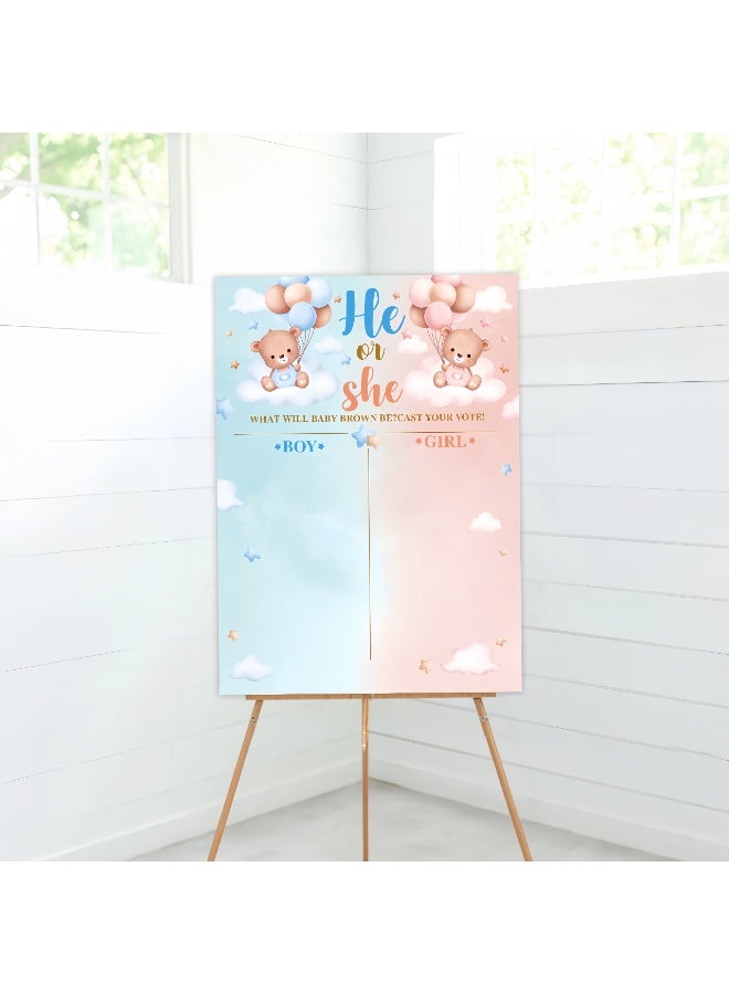 عالم البالونات لوحة تحديد جنس المولود مع ملصقات، لعبة تخمين جنس المولود باللونين الوردي والأزرق، 36 ملصقًا للتصويت (ولد أو بنت)، لعبة تصويت للضيوف، مناسبة لحفلات استقبال المولود الجديد. - Image 5