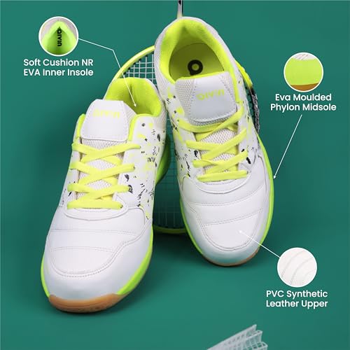 Aivin Breeze Men’s Badminton Shoes (Non-Marking) I Lightweight & Durable Indoor Sports Shoes for Squash, Table Tennis White - Image 4