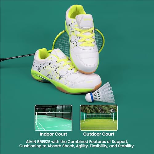 Aivin Breeze Men’s Badminton Shoes (Non-Marking) I Lightweight & Durable Indoor Sports Shoes for Squash, Table Tennis White - Image 5